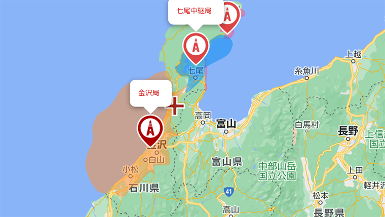石川県の地デジの電波