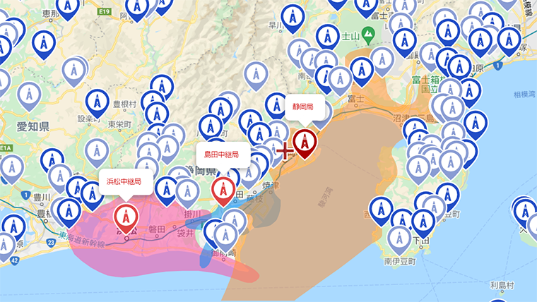 静岡県の地デジの電波