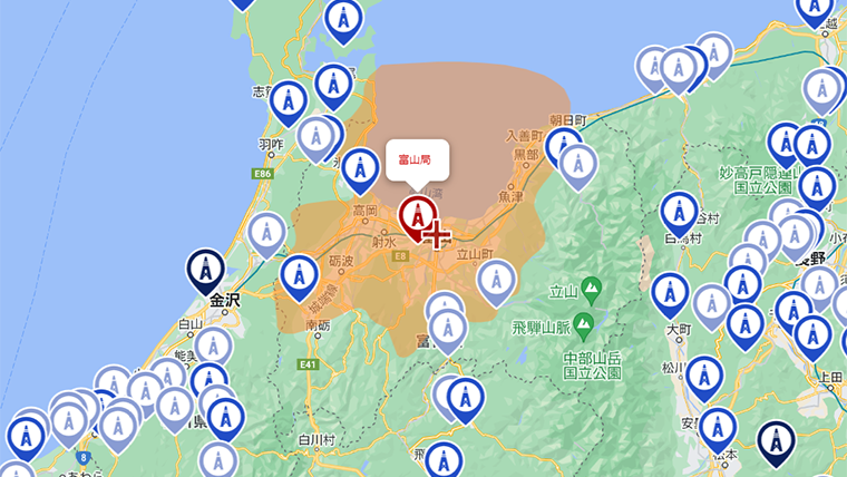 富山県の地デジの電波