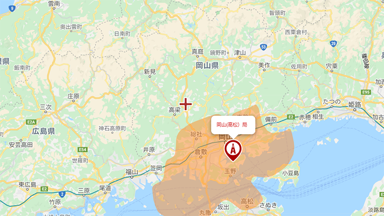 岡山県の地デジの電波