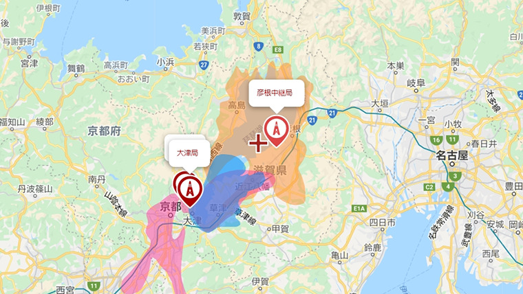 滋賀県の地デジの電波