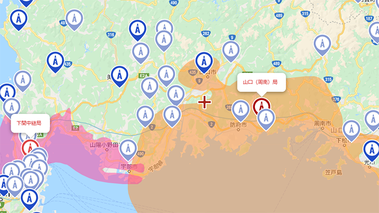 山口県南部の地デジの電波