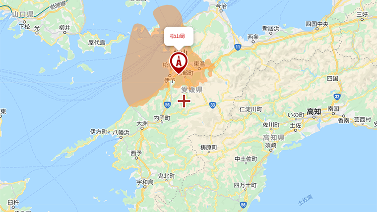 愛媛県の地デジの電波