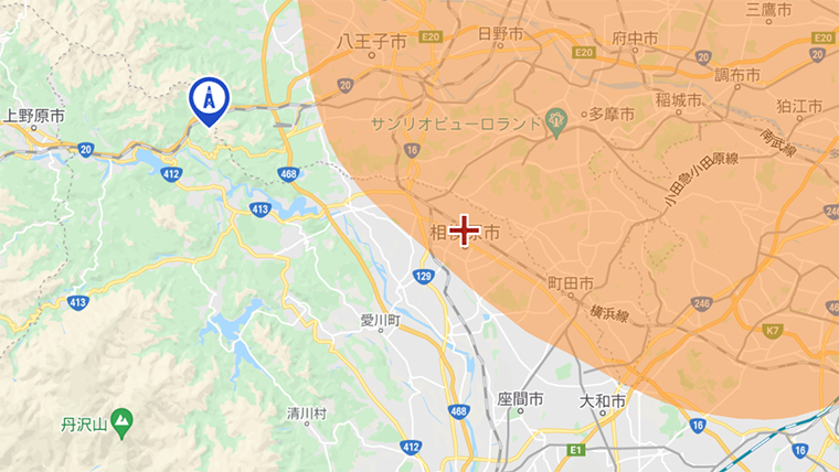 相模原市の東京MXの電波の範囲