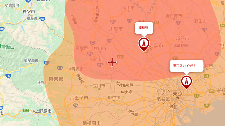 所沢市の地デジの電波