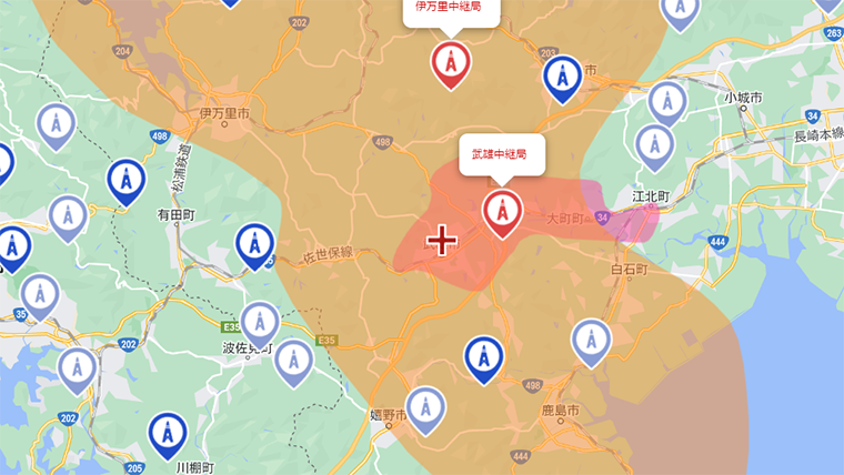 武雄市の地デジの電波