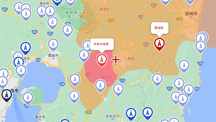 都城市の地デジの電波