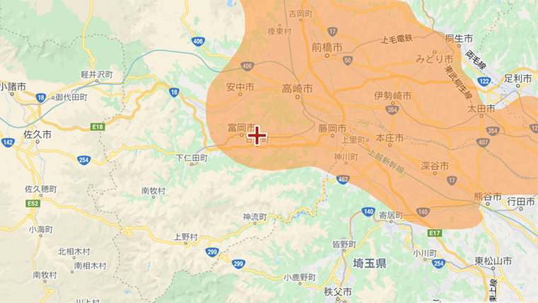 甘楽町の地デジの電波