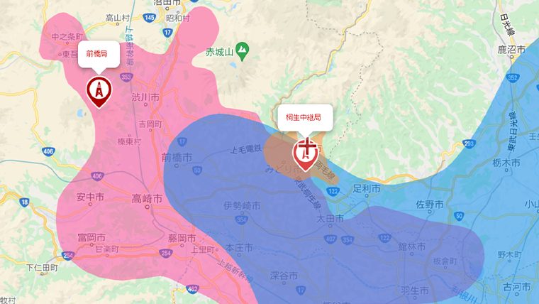 桐生市の地デジの電波