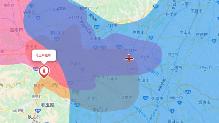 邑楽郡明和町の地デジの電波