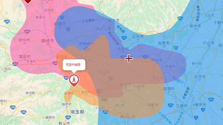 群馬県大泉町の地デジの電波