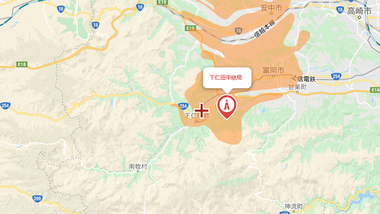 甘楽郡下仁田町の地デジの電波