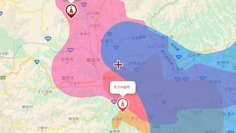 玉村町の地デジの電波