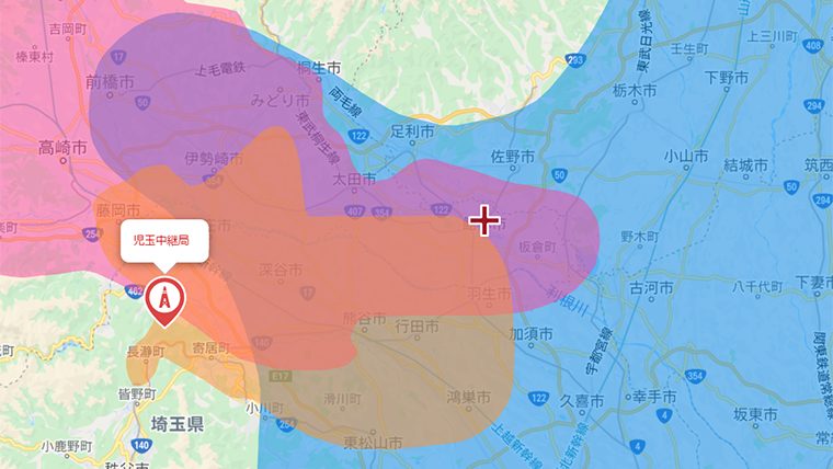 館林市の地デジの電波