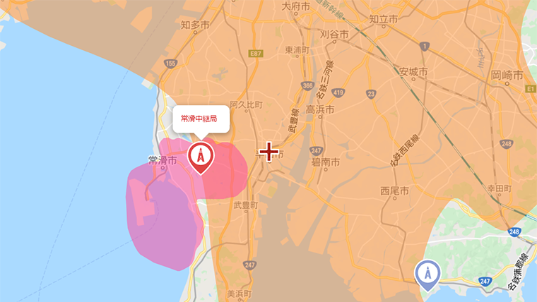 半田市の地デジの電波