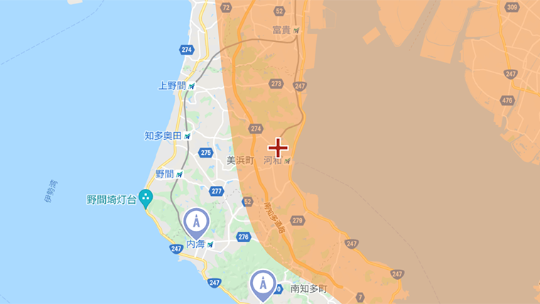 美浜町のテレビ愛知の電波