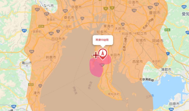 常滑市の地デジの電波