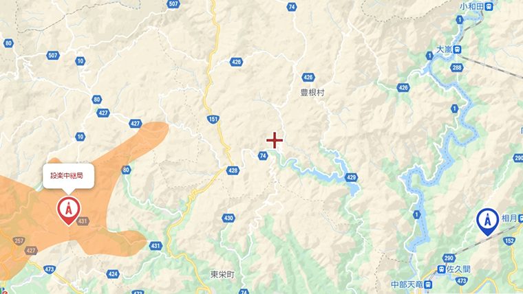 豊根村の地デジの電波
