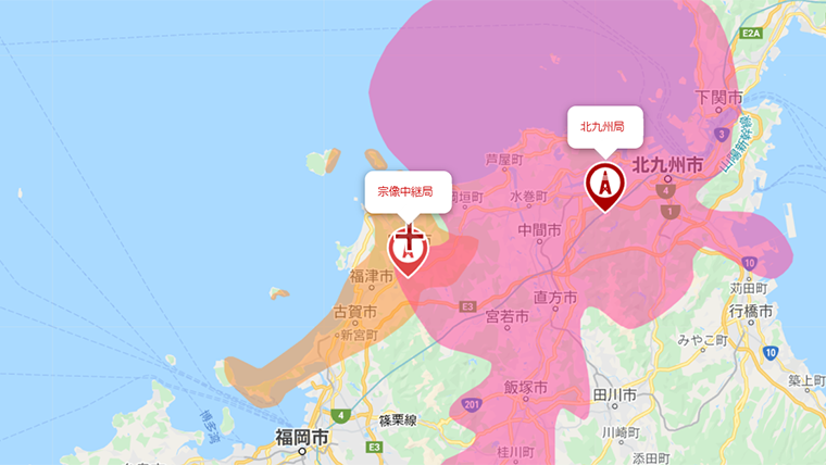 宗像市の地デジの電波