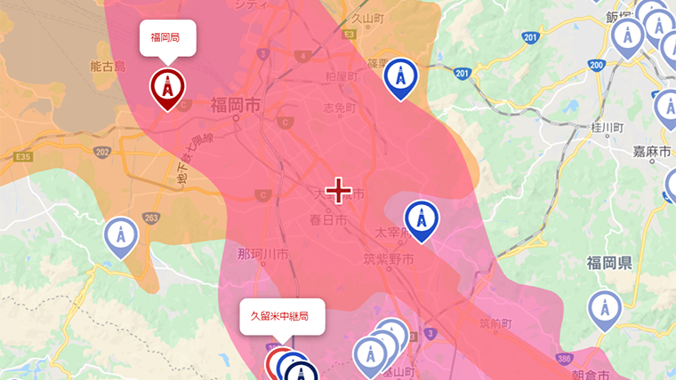 大野城市の地デジの電波