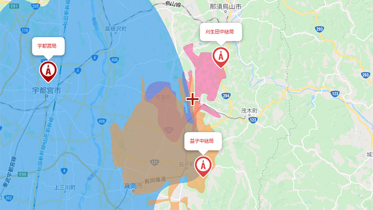 市貝町の地デジの電波