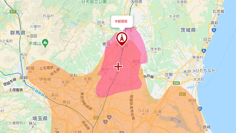 下野市の地デジの電波