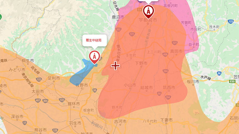栃木市の地デジの電波
