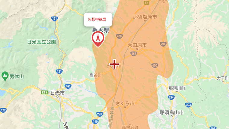 矢板市の地デジの電波