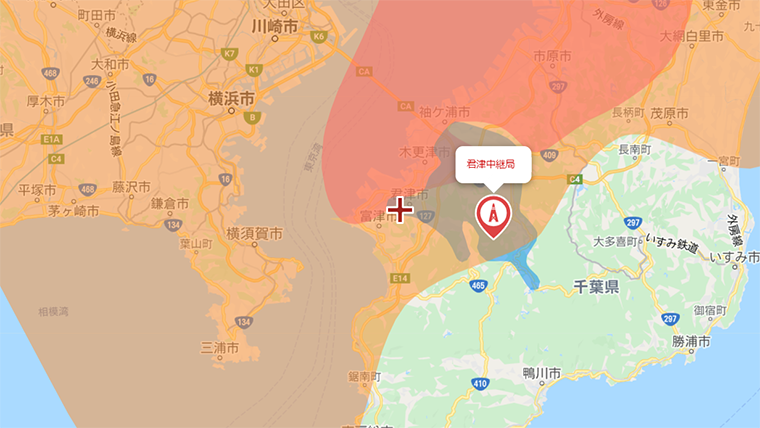 君津市の地デジの電波