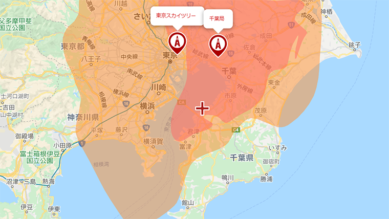 袖ケ浦市の地デジの電波