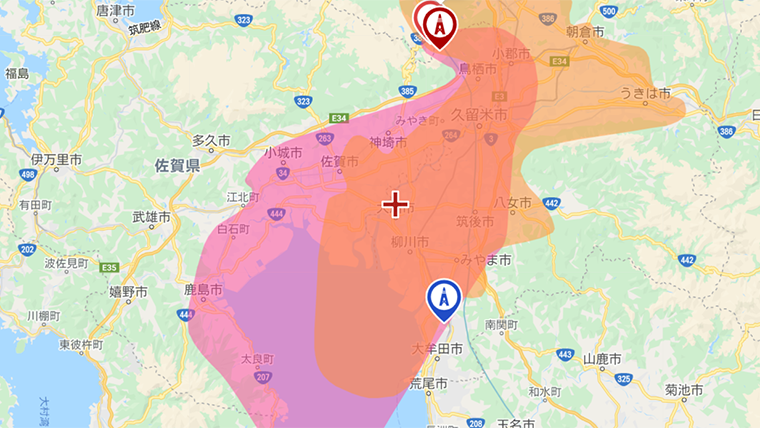 大川市の地デジの電波