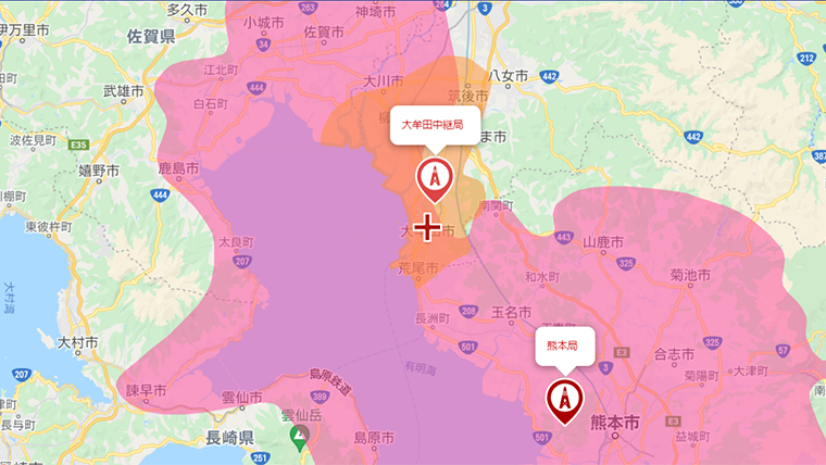 大牟田市の地デジの電波