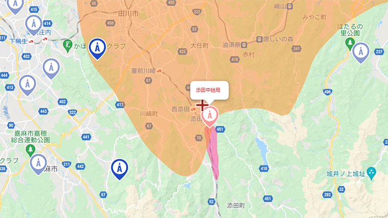 添田町の地デジの電波