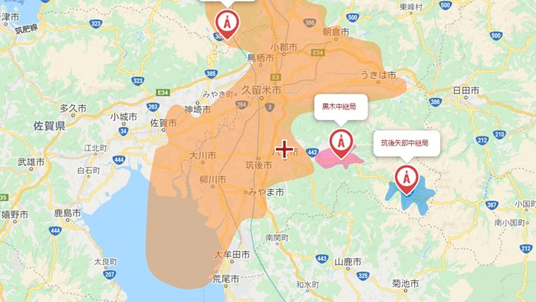八女市の地デジの電波