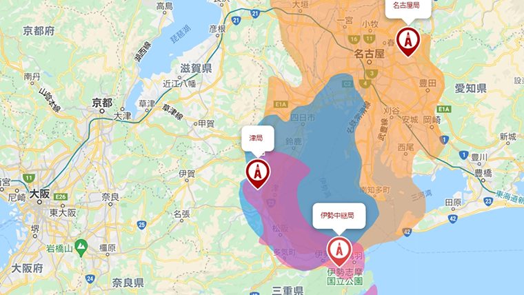 亀山市の地デジの電波