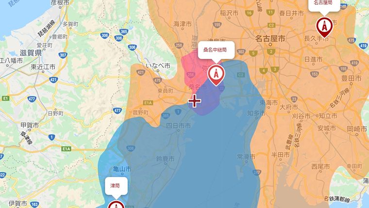 川越町の地デジの電波