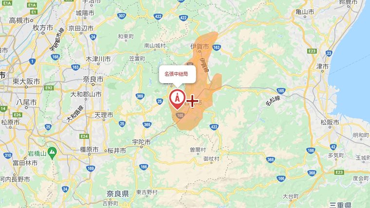 名張市の地デジの電波