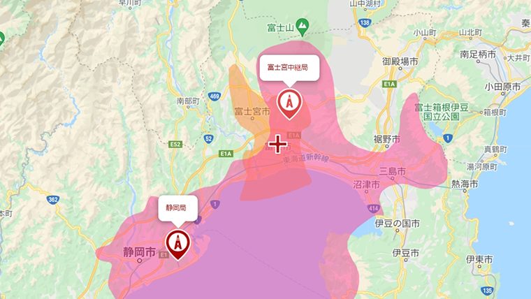 富士市の地デジの電波
