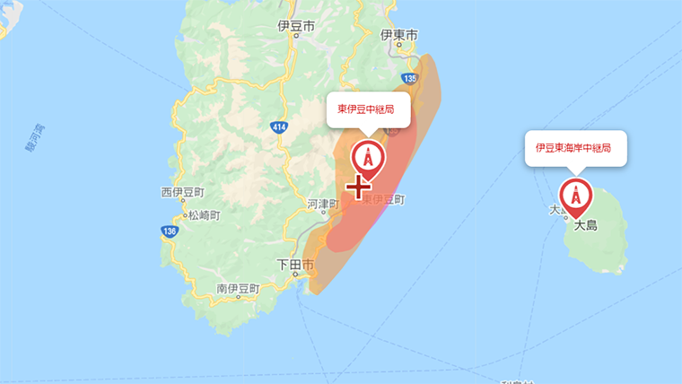 東伊豆町の地デジの電波