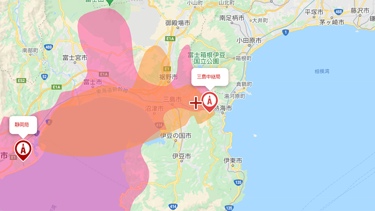 函南町の地デジの電波