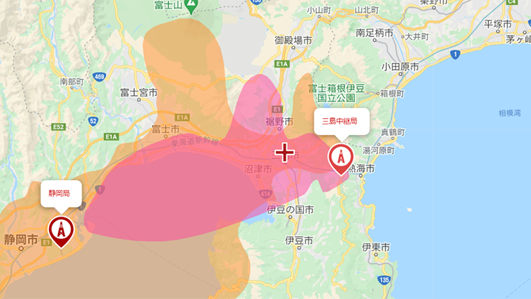 三島市の地デジの電波