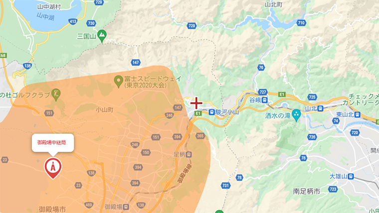 小山町の地デジの電波