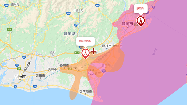 島田市の地デジの電波