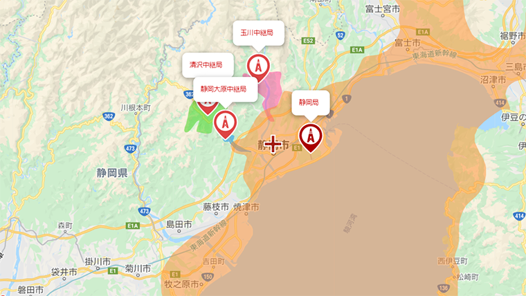 静岡市の地デジの電波
