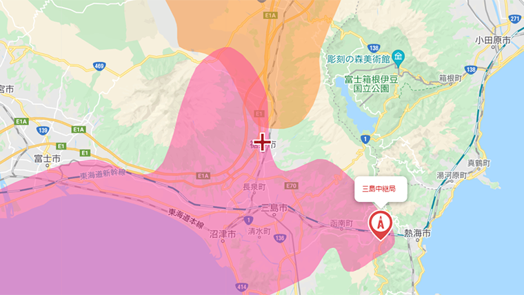 裾野市の地デジの電波