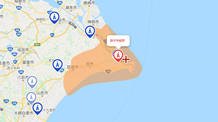 銚子市の地デジの電波