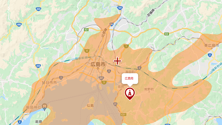 広島県府中町の地デジの電波