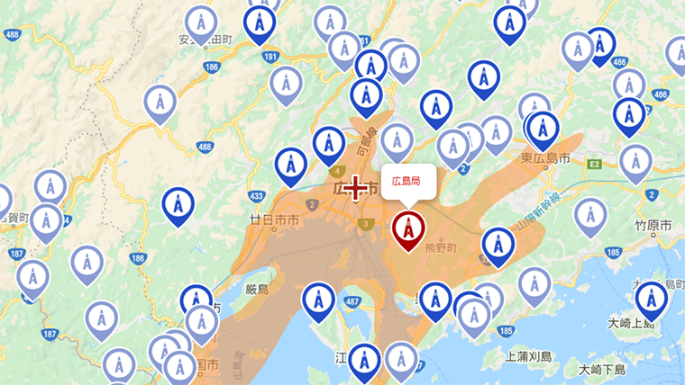 広島市の地デジの電波