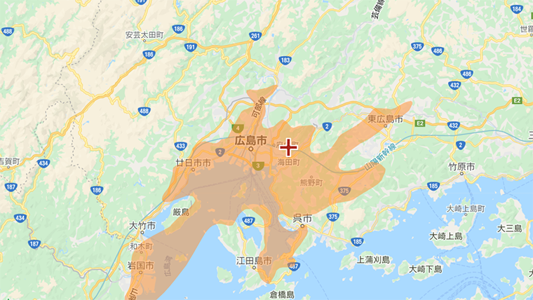 海田町の地デジの電波