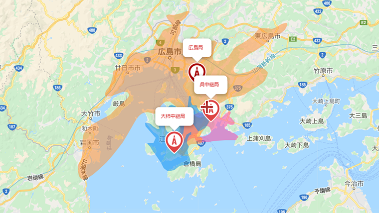 呉市の地デジの電波